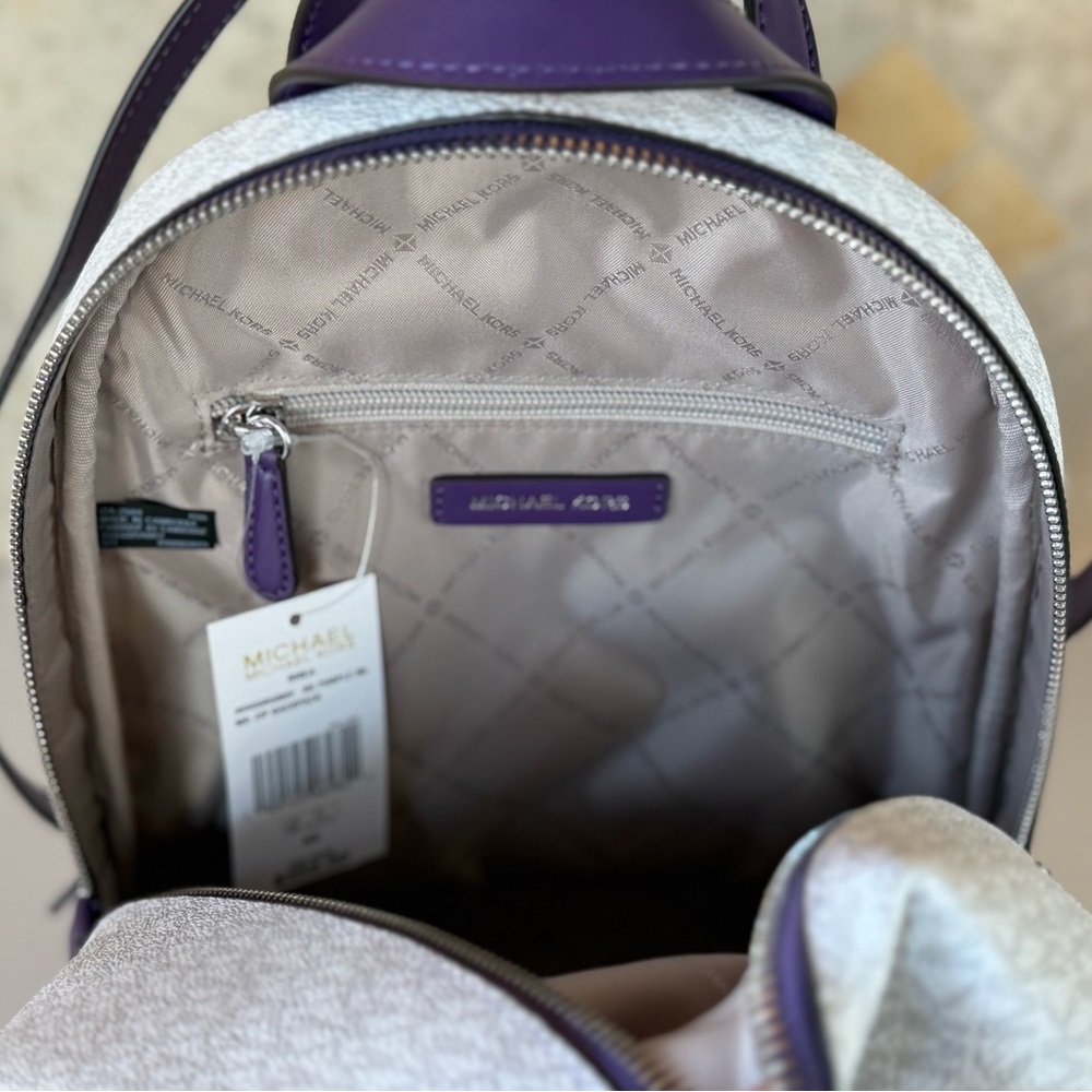Michael Kors Rhea Medium Backpack Purple Multi - Picture 9 of 12